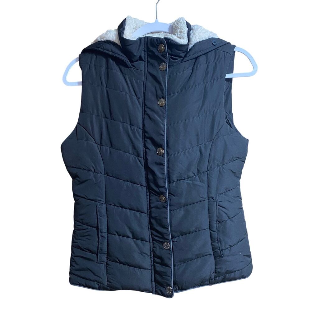 Aeropostale Women's Hooded Sherpa Lined Puffer S Blue